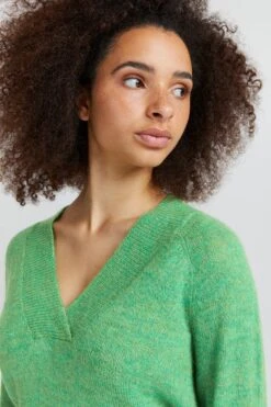 ICHI Basic Truien Trui KAMARA Dames Groen -Winterkledingwinkel Voor Dames 00774ca61b38aa3387d7a467bdc63383