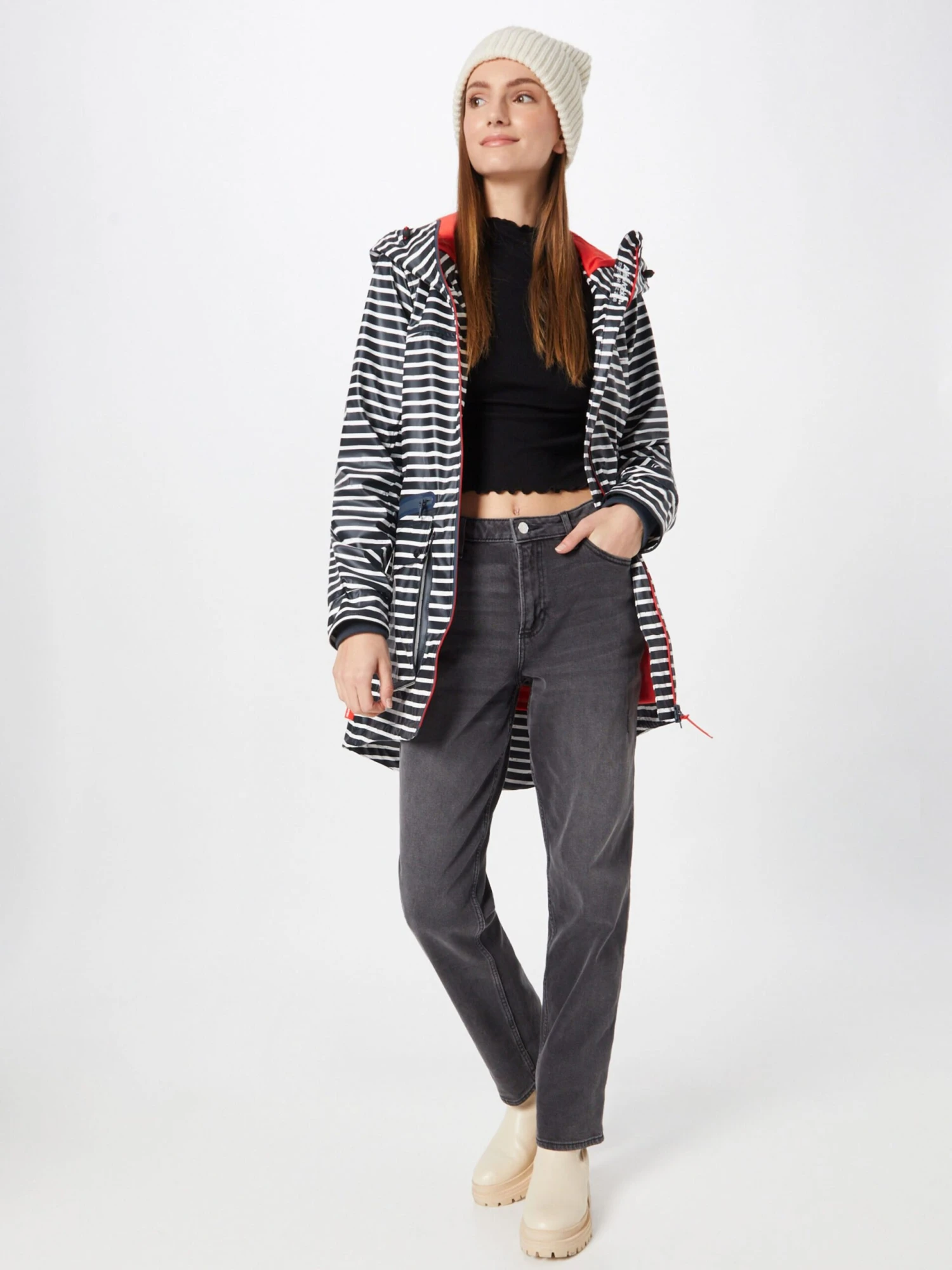 Regenmantels Tussenmantel AudreyAK Dames Marine / Wit 7 Regenmantels Tussenmantel AudreyAK Dames Marine / Wit - Afbeelding 5