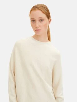 TOM TAILOR Denim Basic Truien Trui Dames Crème -Winterkledingwinkel Voor Dames 0917d0ece0ebbbe21743be46d232d2b6