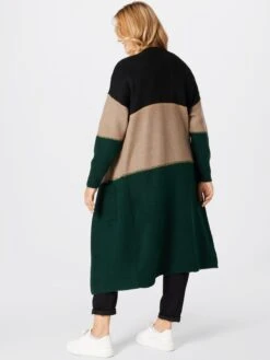 Lange Vesten Gebreide Mantel Adriana Dames Donkergroen / Zwart -Winterkledingwinkel Voor Dames 0a1ecce644b4151ae7bbf2b16a829868