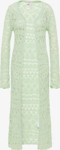IZIA Lange Vesten Gebreide Mantel Dames Mintgroen