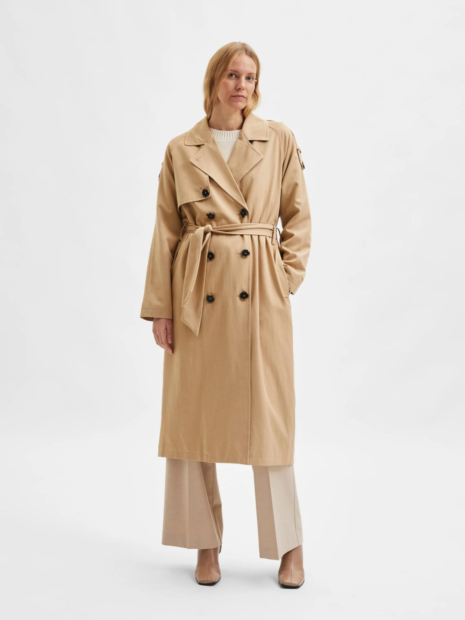 Selected Femme Trenchcoats Tussenmantel New Bren Dames Sand 6 Selected Femme Trenchcoats Tussenmantel New Bren Dames Sand - Afbeelding 4