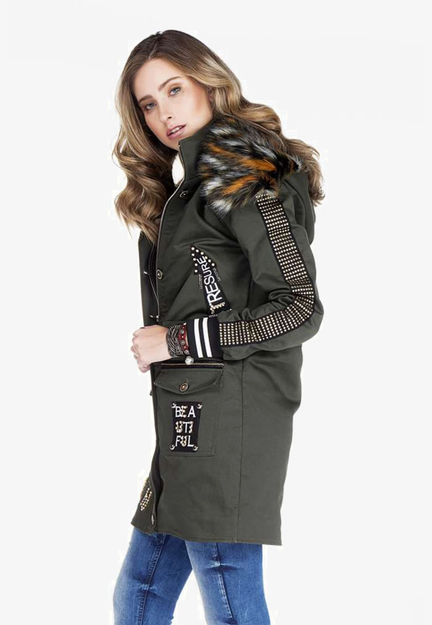 Cipo & Baxx Parkas Tussenparka Dames Kaki 7 Cipo & Baxx Parkas Tussenparka Dames Kaki - Afbeelding 5