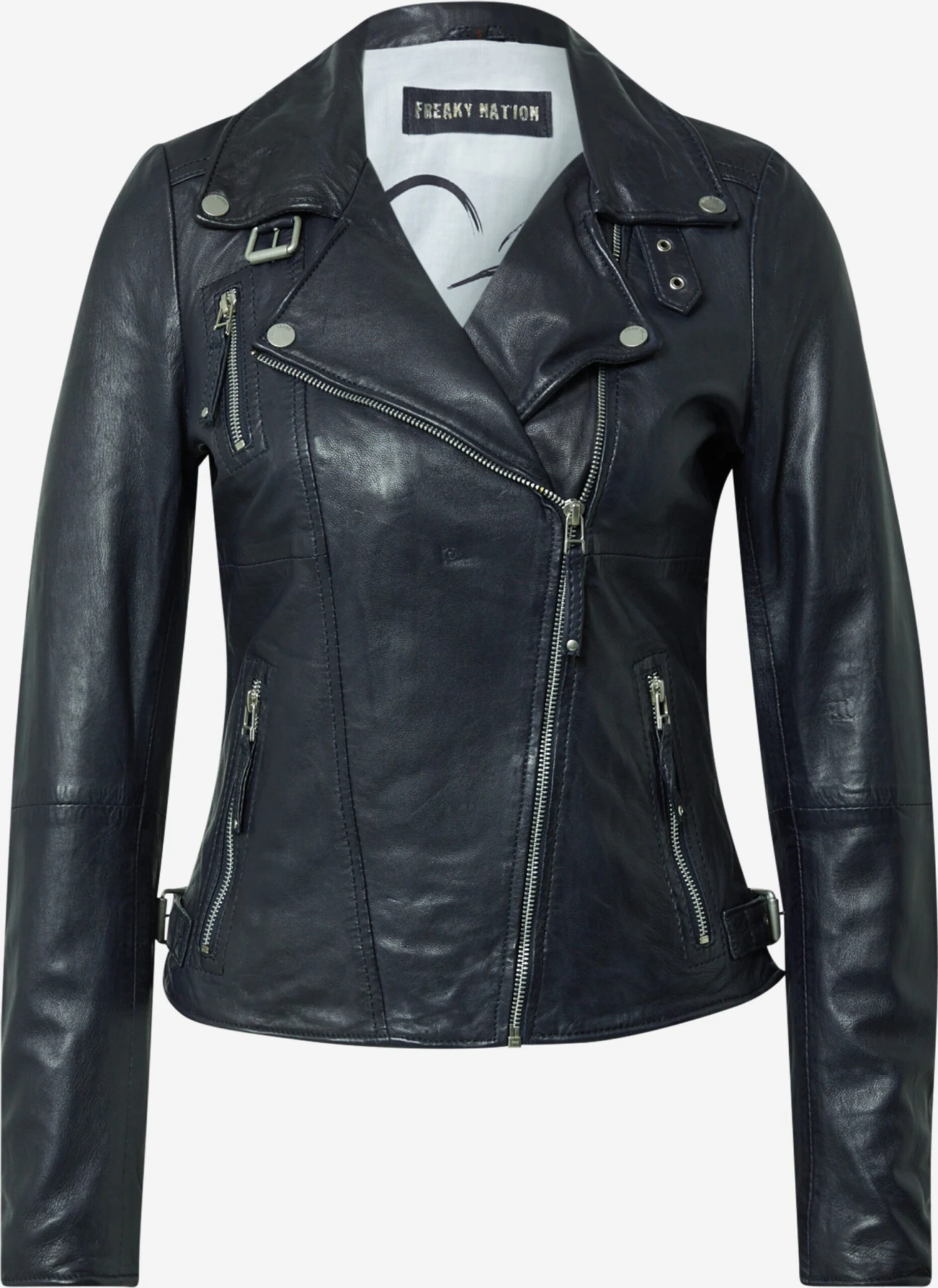 Freaky Nation Leren Jassen Tussenjas Dames Donkerblauw 3 Freaky Nation Leren Jassen Tussenjas Dames Donkerblauw