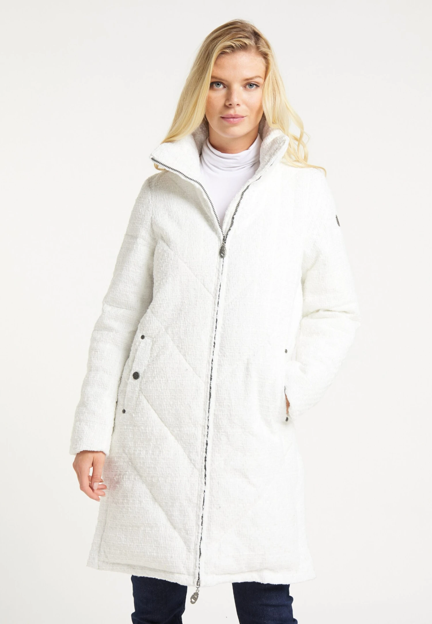 DreiMaster Vintage Tussenmantels Tussenmantel Dames Wit 4 DreiMaster Vintage Tussenmantels Tussenmantel Dames Wit - Afbeelding 2