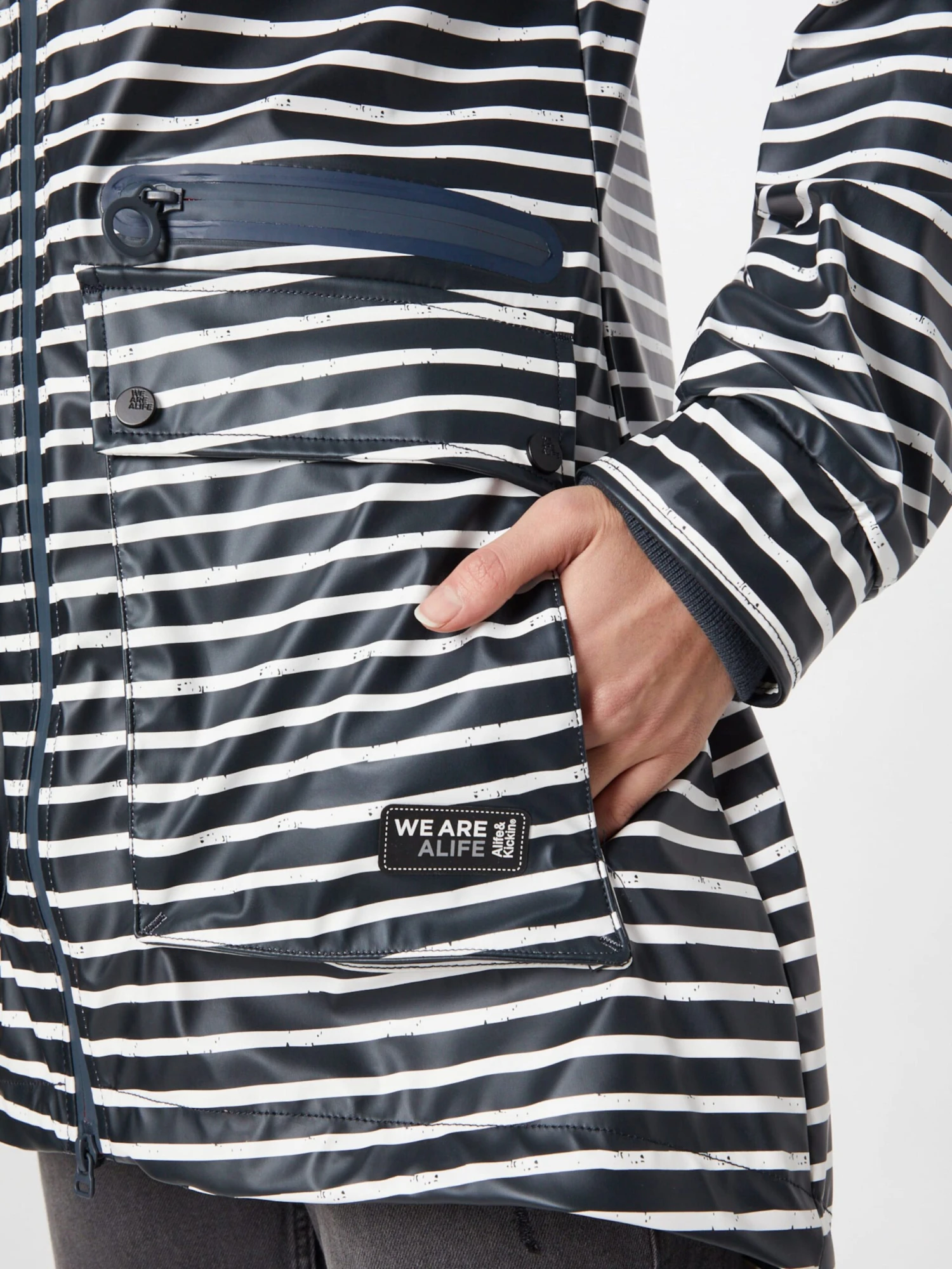 Regenmantels Tussenmantel AudreyAK Dames Marine / Wit 4 Regenmantels Tussenmantel AudreyAK Dames Marine / Wit - Afbeelding 2