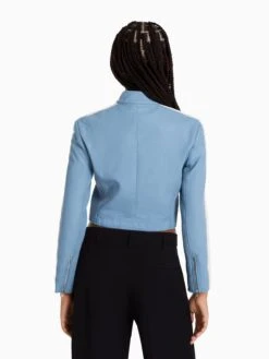 BERSHKA Leren Jassen Tussenjas Dames Smoky Blue -Winterkledingwinkel Voor Dames 379e2237e1d274a71cab68c81ea33cba