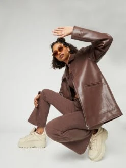 Leren Jassen Tussenjas PAOLA Dames Donkerbruin -Winterkledingwinkel Voor Dames 39f5d2591524728b1c54e78de26a9b14