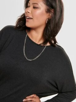 ONLY CARMAKOMA Lange Truien Trui Dames Zwart Gemêleerd -Winterkledingwinkel Voor Dames 3b6b5b1f6927595715903f56fdbede93