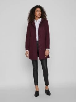 Vila Korte Mantels Tussenmantel Dames Bordeaux -Winterkledingwinkel Voor Dames 3f4ea749331ca03ea822f0cc06555933