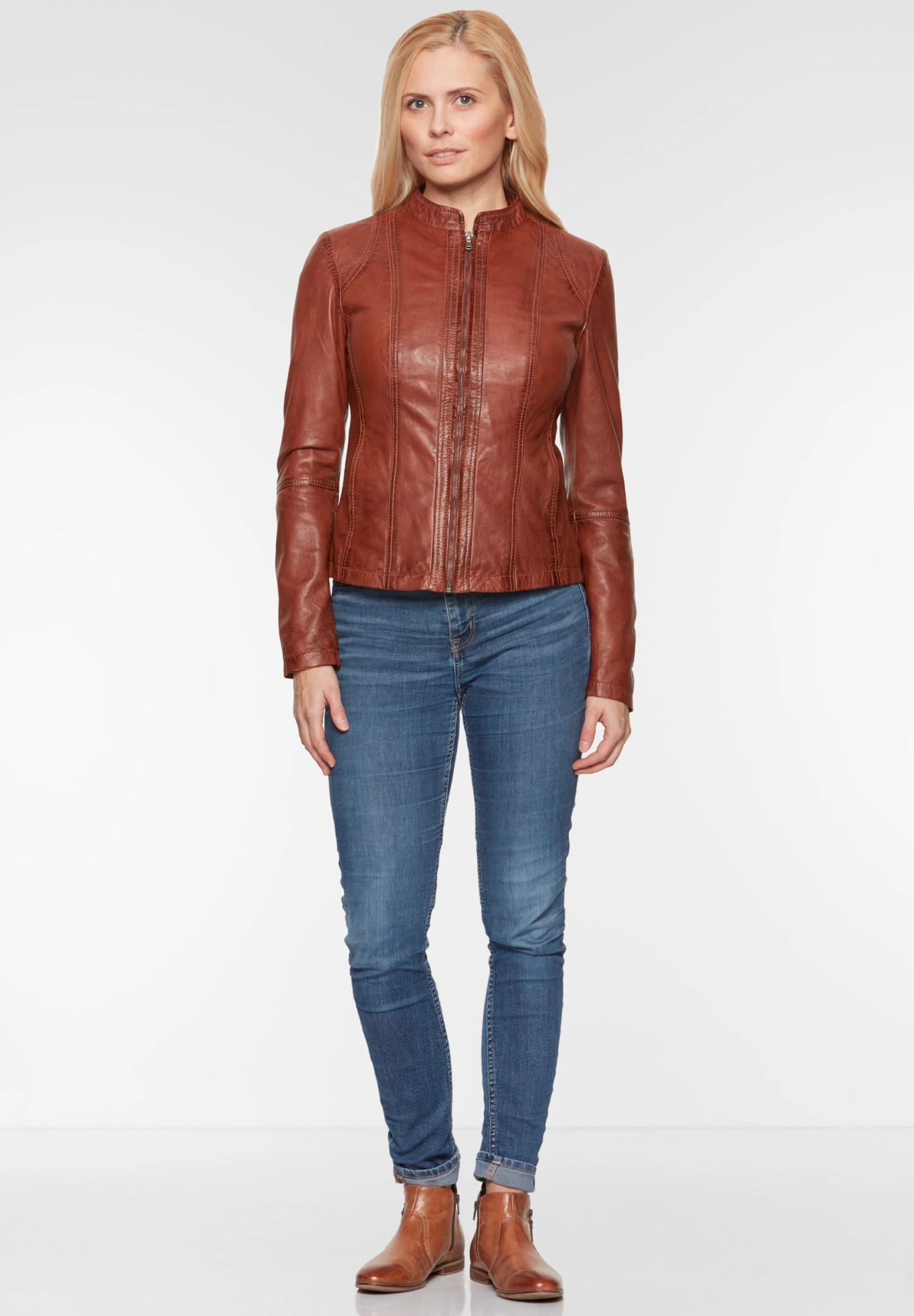 Leren Jassen Tussenjas Dames Roestbruin 6 Leren Jassen Tussenjas Dames Roestbruin - Afbeelding 4