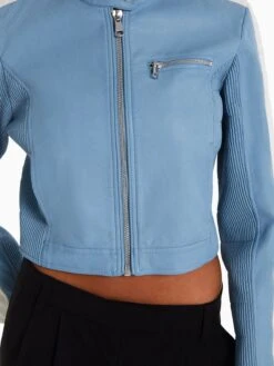 BERSHKA Leren Jassen Tussenjas Dames Smoky Blue -Winterkledingwinkel Voor Dames 496a4fbe6f30f82d1a51e6dec3e72532