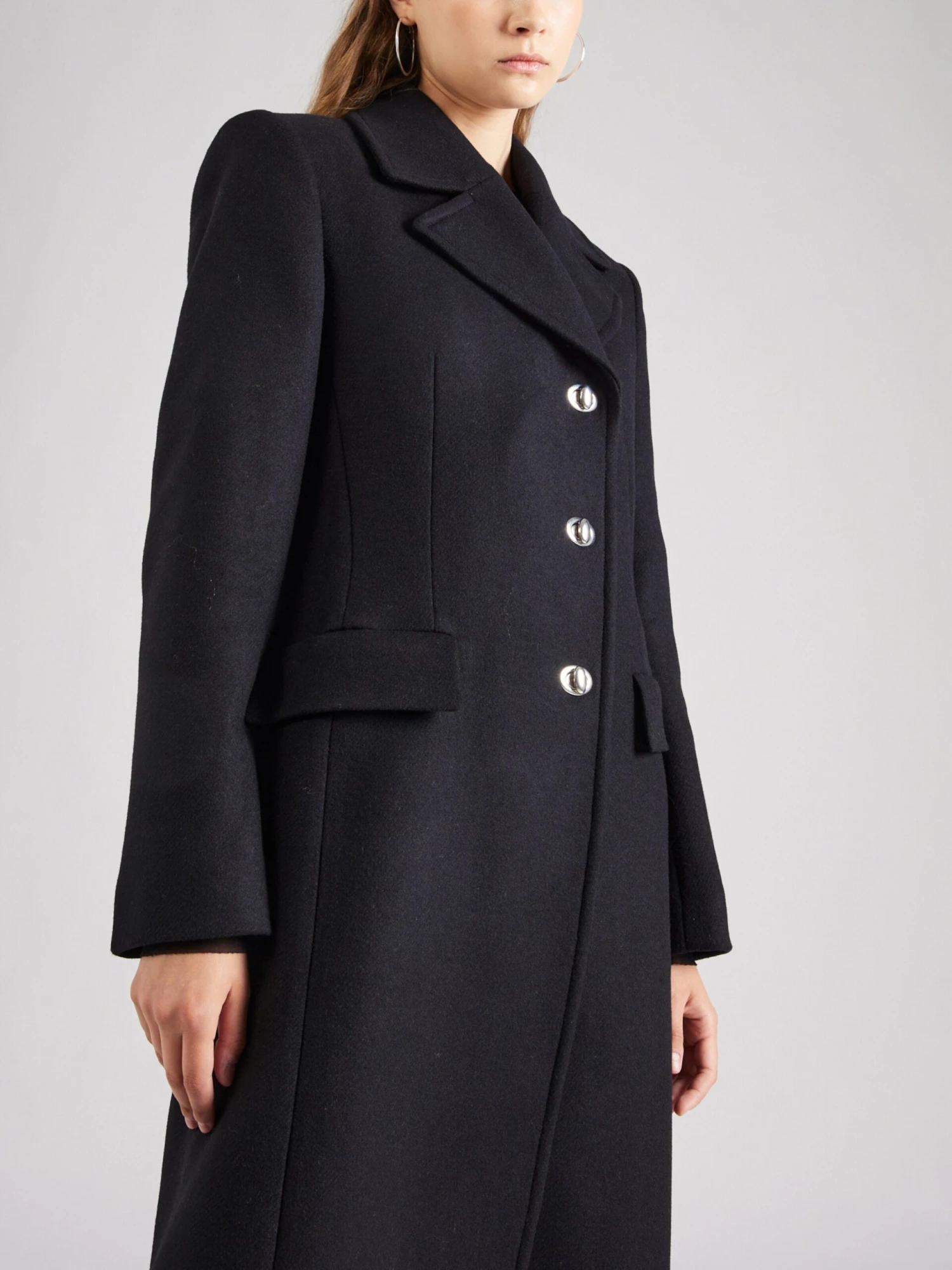 Wollen Mantels Tussenmantel Clafa Dames Zwart 4 Wollen Mantels Tussenmantel Clafa Dames Zwart - Afbeelding 2