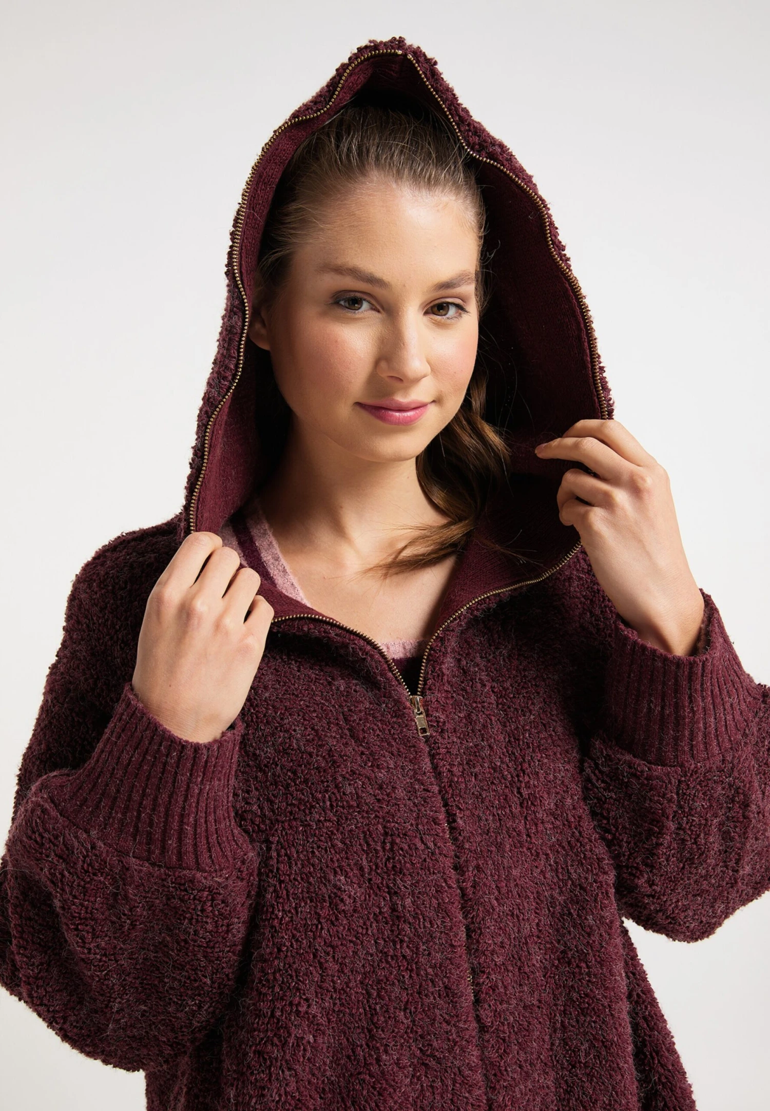 Lange Vesten Gebreide Mantel Dames Donkerrood 7 Lange Vesten Gebreide Mantel Dames Donkerrood - Afbeelding 5