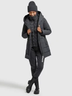 Khujo Korte Mantels Wintermantel Floyt Dames Donkergrijs -Winterkledingwinkel Voor Dames 542caea8563041d5bc868345c48f728b