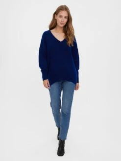 Vero Moda Fijngebreide Truien Trui VIGGA Dames Blauw -Winterkledingwinkel Voor Dames 568400b3c0772bd9107db97a2a5519c7