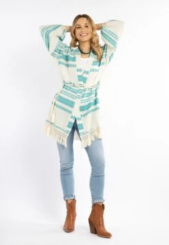 IZIA Ponchos & Kimonos Kimono Dames Blauw -Winterkledingwinkel Voor Dames 57aa6768c8816378e27d7fcce49d6f2f