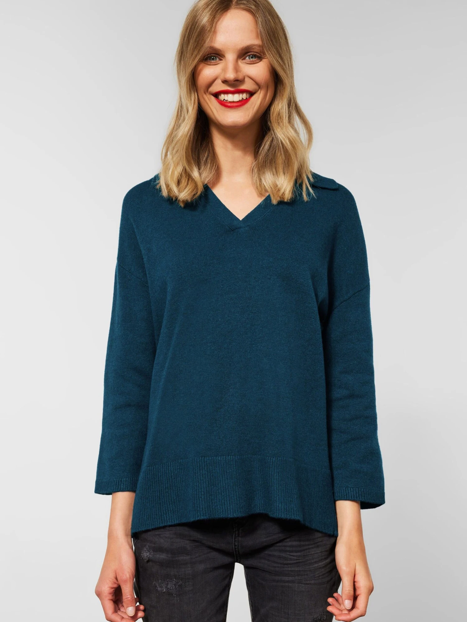 STREET ONE Basic Truien Trui Dames Donkerblauw 4 STREET ONE Basic Truien Trui Dames Donkerblauw - Afbeelding 2