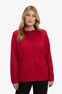 Ulla Popken Outdoor Jassen Fleece Jas Dames Rood -Winterkledingwinkel Voor Dames 60e7bbb85981697dc1144df23e143966
