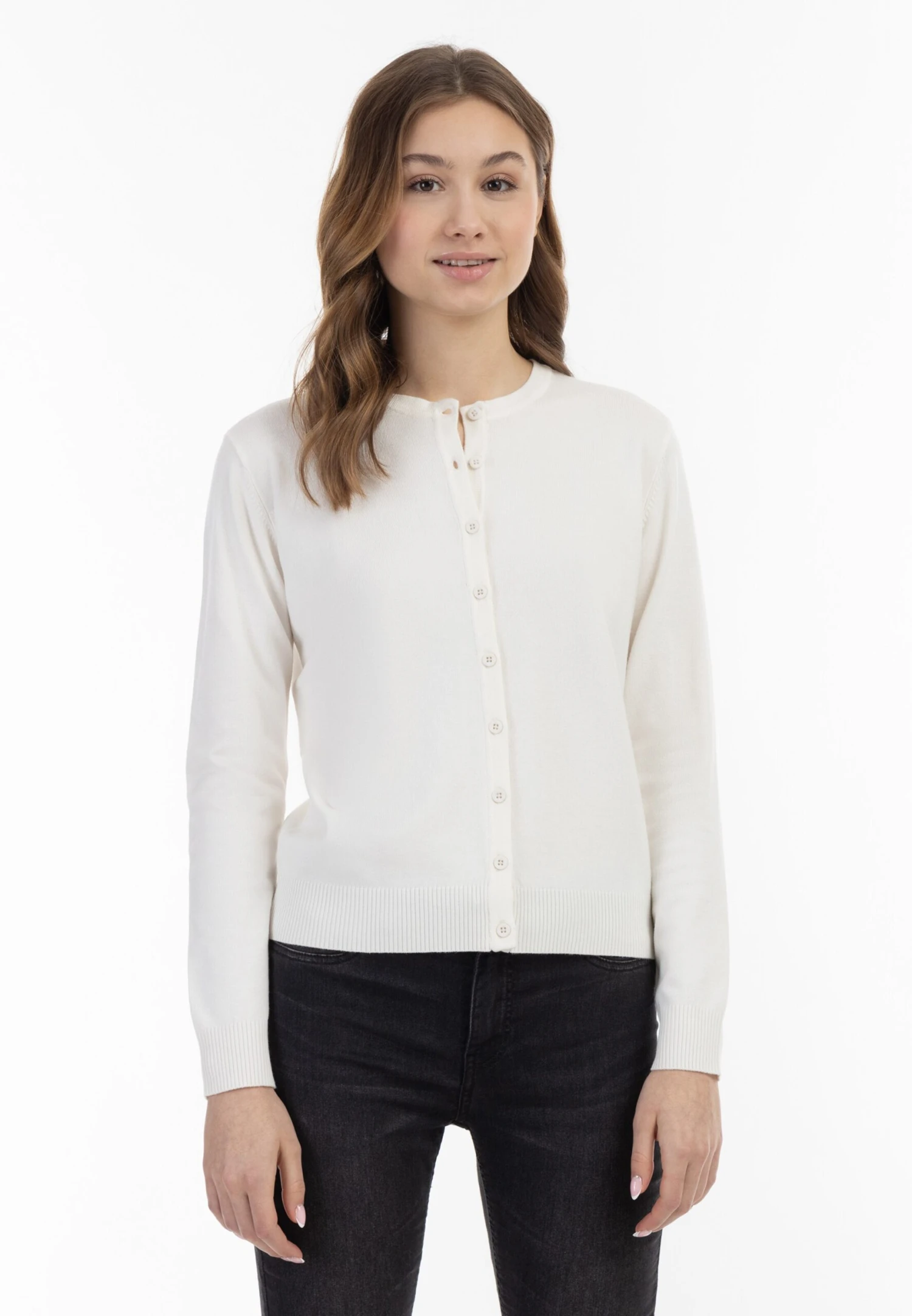 MyMO Vesten Gebreid Vest Dames Wolwit 4 MyMO Vesten Gebreid Vest Dames Wolwit - Afbeelding 2