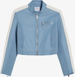 BERSHKA Leren Jassen Tussenjas Dames Smoky Blue