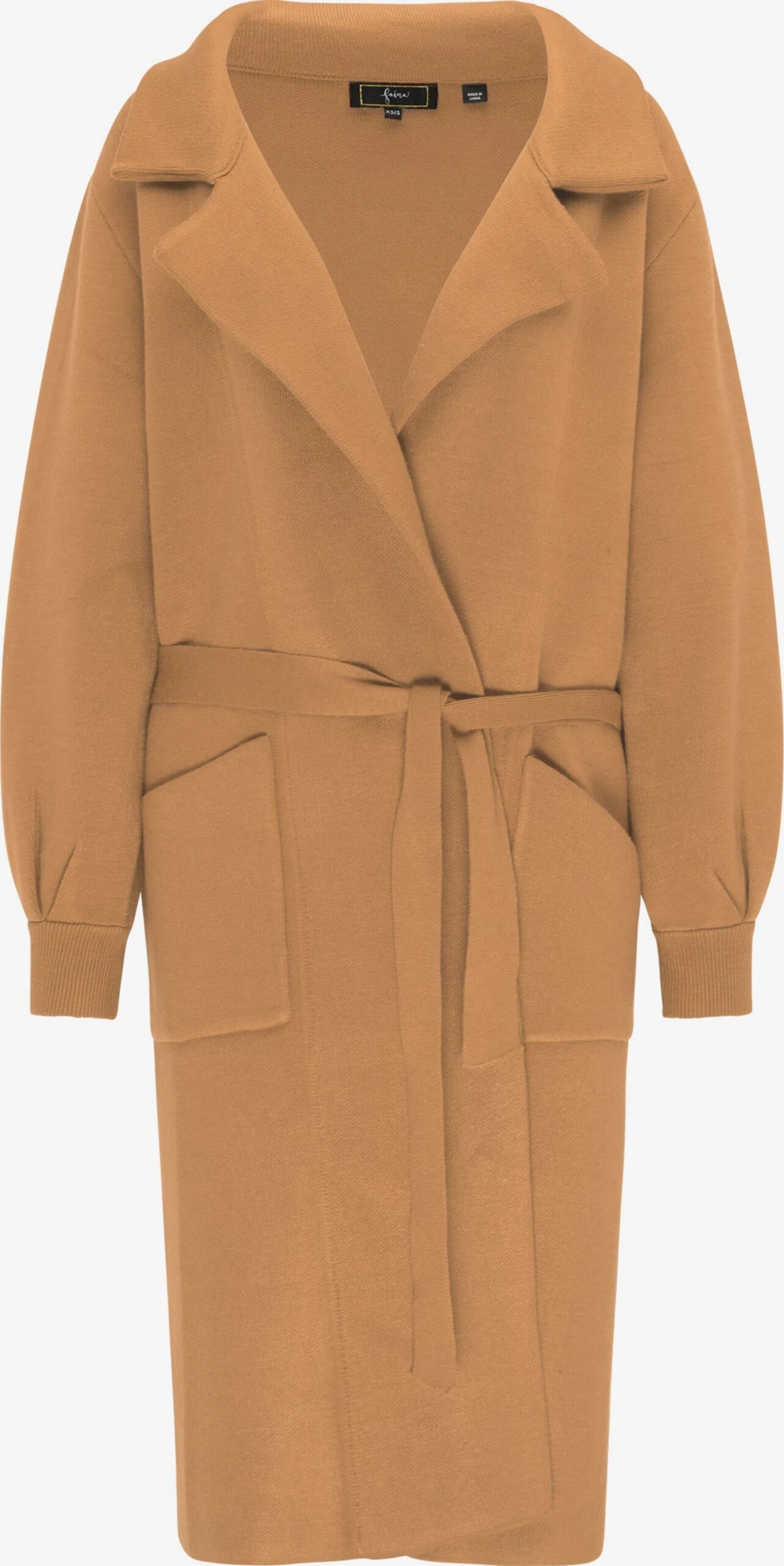 Faina Lange Vesten Gebreide Mantel Dames Lichtbruin 3 Faina Lange Vesten Gebreide Mantel Dames Lichtbruin