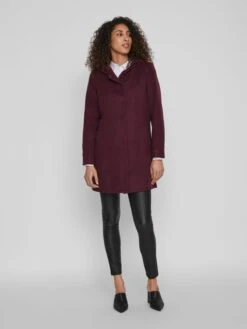 Vila Korte Mantels Tussenmantel Dames Bordeaux -Winterkledingwinkel Voor Dames 6854239fb240ec25b9731b8fff5ec913