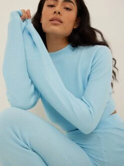 NA-KD Coltruien Trui Dames Hemelsblauw -Winterkledingwinkel Voor Dames 75080b81cb52c06ba10af5ad8ecf41b0