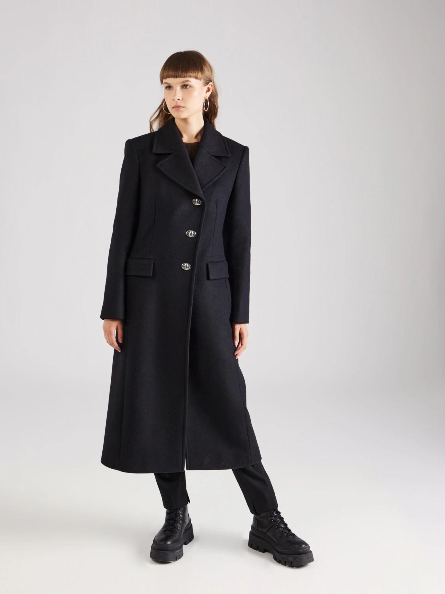 Wollen Mantels Tussenmantel Clafa Dames Zwart 5 Wollen Mantels Tussenmantel Clafa Dames Zwart - Afbeelding 3