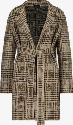 Monari Wollen Mantels Tussenmantel Dames Sand / Zwart