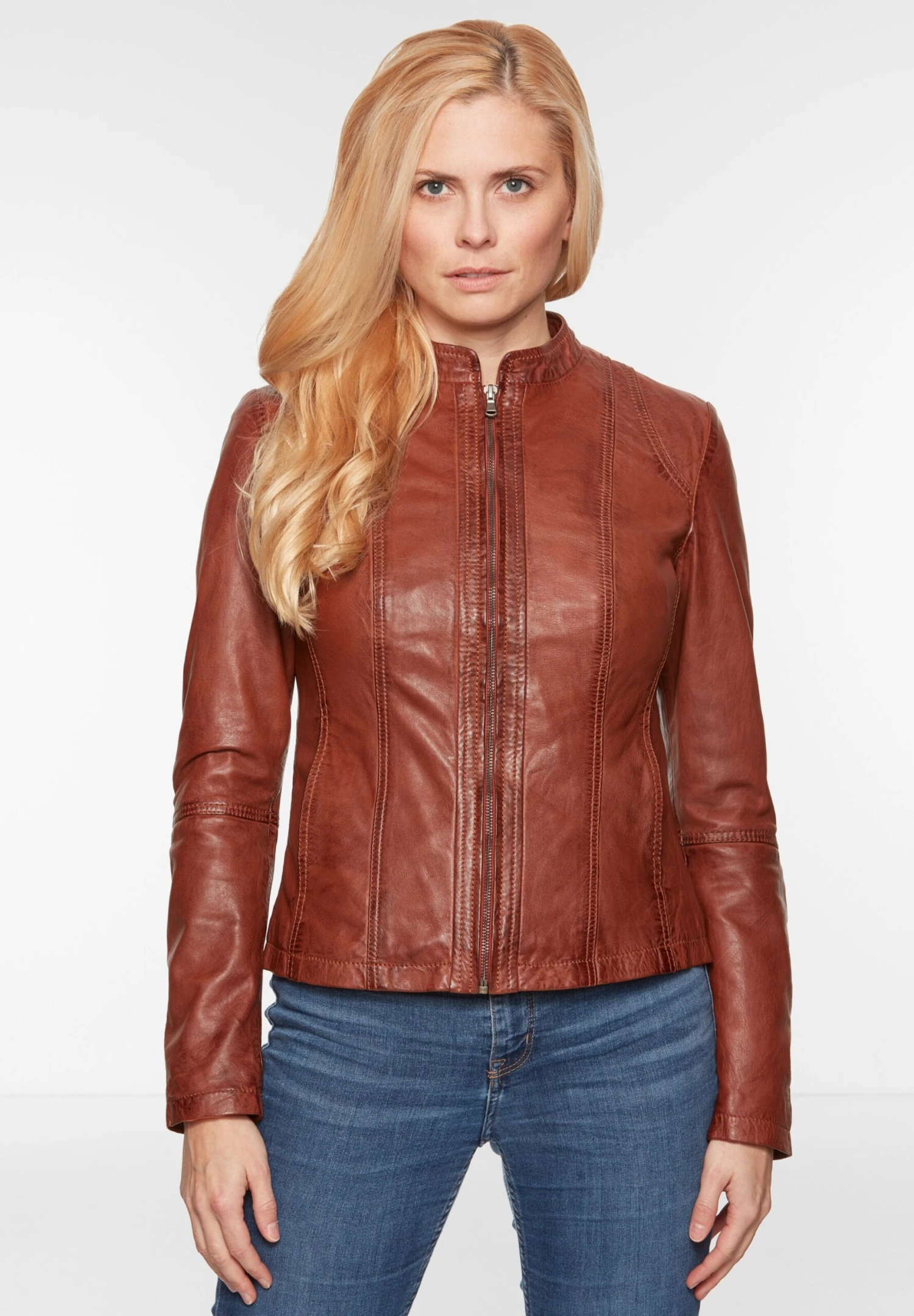 Leren Jassen Tussenjas Dames Roestbruin 5 Leren Jassen Tussenjas Dames Roestbruin - Afbeelding 3