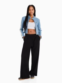 BERSHKA Leren Jassen Tussenjas Dames Smoky Blue -Winterkledingwinkel Voor Dames 909ad8c74e82170210ccbb6d5c68741d