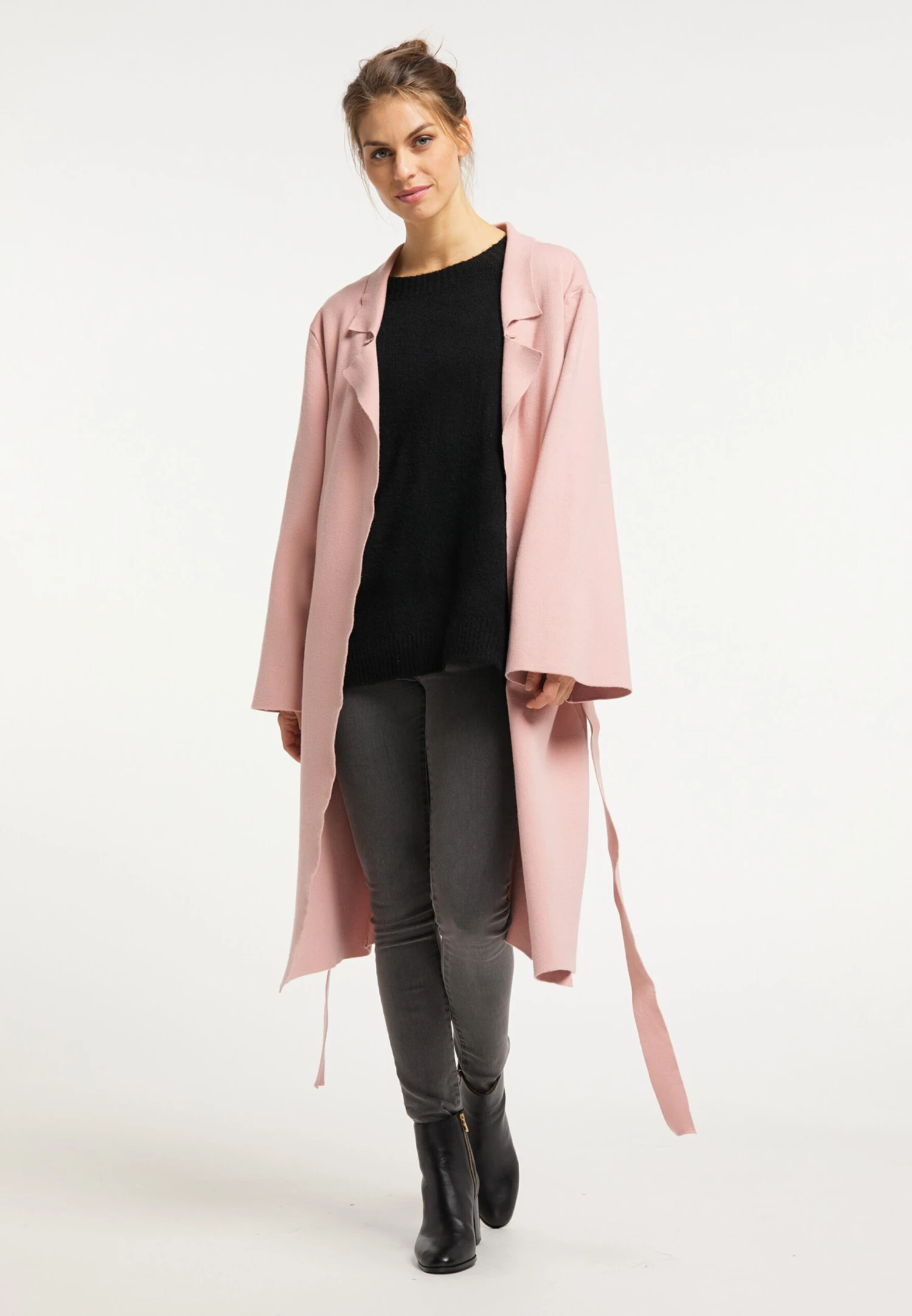 Usha Lange Vesten Gebreide Mantel Dames Pastelroze 4 Usha Lange Vesten Gebreide Mantel Dames Pastelroze - Afbeelding 2