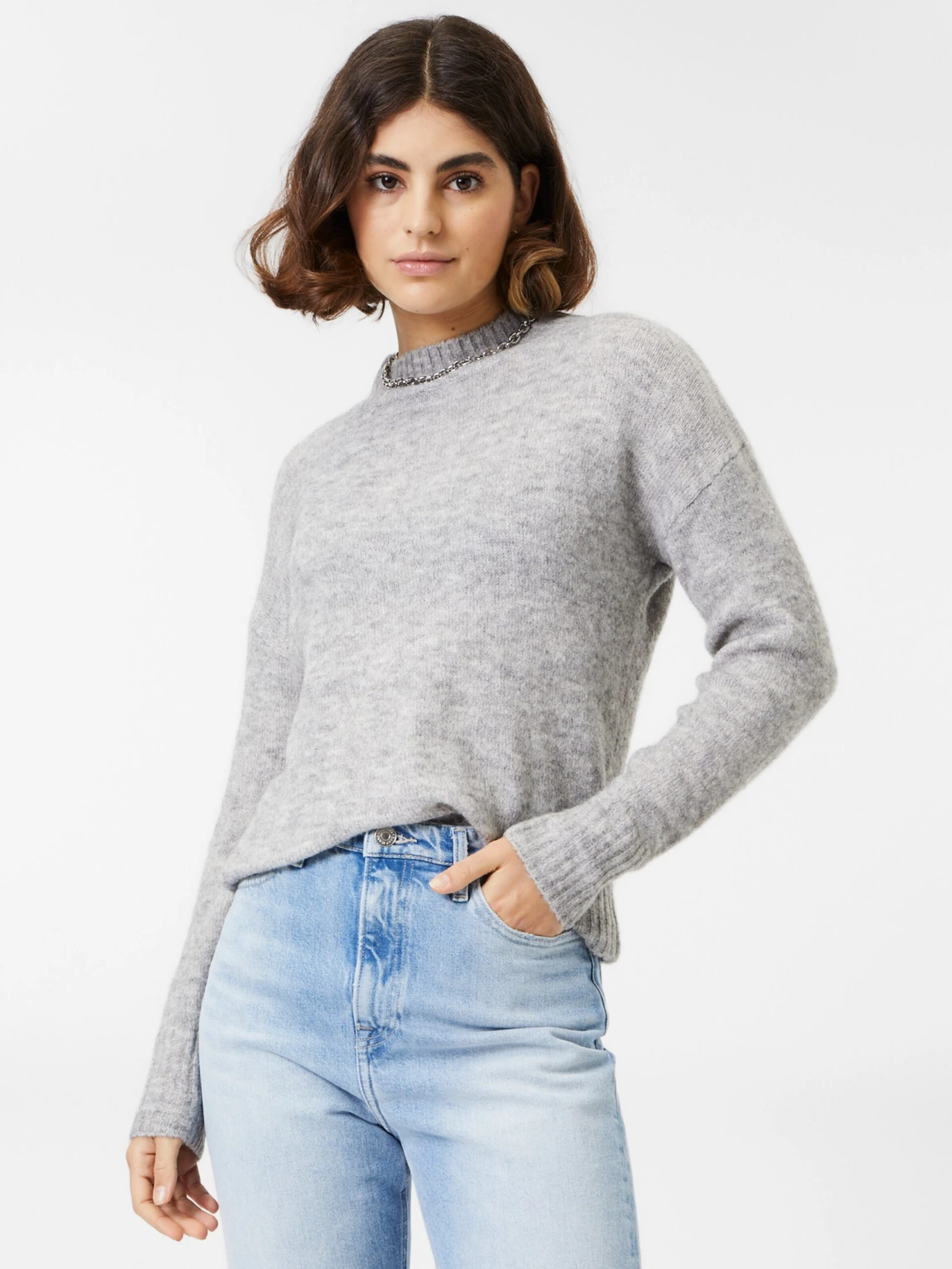 ICHI Fijngebreide Truien Trui Dames Grijs Gemêleerd 5 ICHI Fijngebreide Truien Trui Dames Grijs Gemêleerd - Afbeelding 3