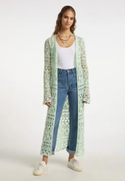 IZIA Lange Vesten Gebreide Mantel Dames Mintgroen -Winterkledingwinkel Voor Dames 937ea1420a26fe2385cd569a38b049bb