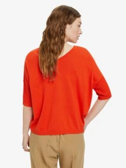ESPRIT Fijngebreide Truien Trui Dames Oranjerood -Winterkledingwinkel Voor Dames a31dd091e30468db2477b2e60a4e0ca9