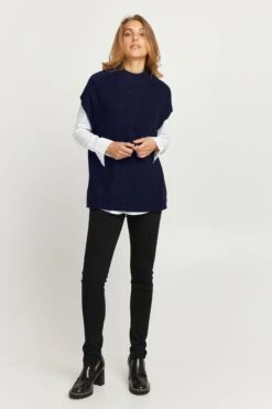 Fransa Lange Truien Trui FRERETTA Dames Blauw -Winterkledingwinkel Voor Dames a37857a7a40d696afbfd49723dd1784e