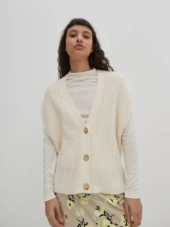 EDITED Vesten Gebreide Bodywarmer Sienna Dames Offwhite -Winterkledingwinkel Voor Dames a458fe40b78a07b990749f37fdf11cd7