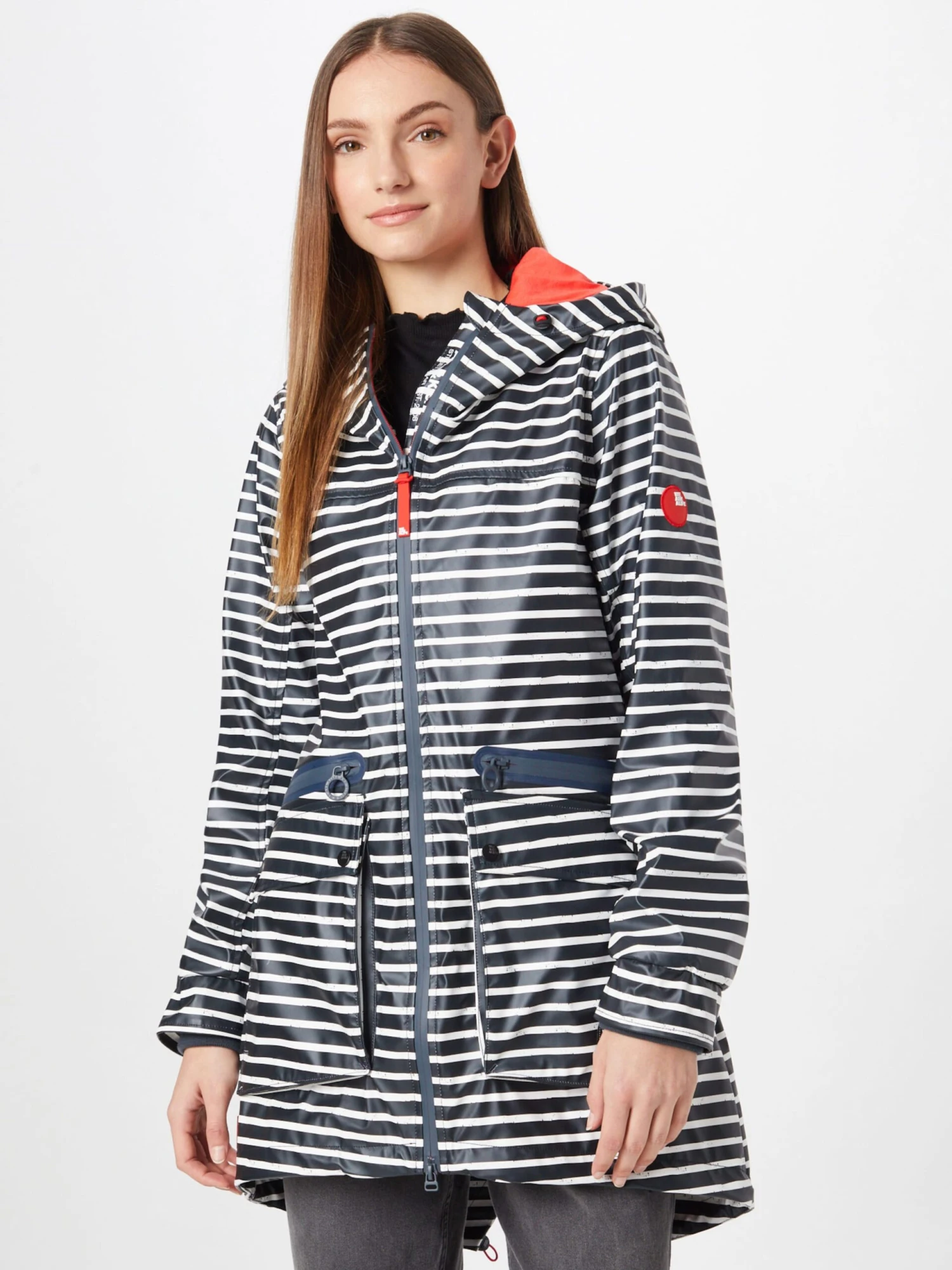 Regenmantels Tussenmantel AudreyAK Dames Marine / Wit 5 Regenmantels Tussenmantel AudreyAK Dames Marine / Wit - Afbeelding 3