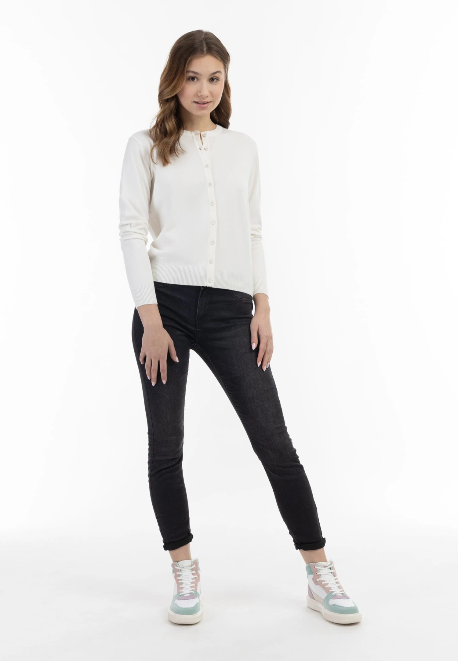 MyMO Vesten Gebreid Vest Dames Wolwit 6 MyMO Vesten Gebreid Vest Dames Wolwit - Afbeelding 4