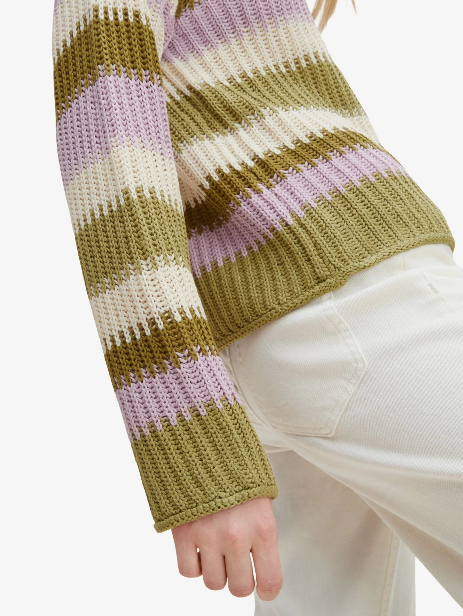 Tom Tailor Fijngebreide Truien Trui Dames Crème / Olijfgroen 8 Tom Tailor Fijngebreide Truien Trui Dames Crème / Olijfgroen - Afbeelding 6