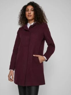 Vila Korte Mantels Tussenmantel Dames Bordeaux -Winterkledingwinkel Voor Dames c87b6d0216918b3c26dcf9e7436fe03c