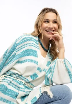 IZIA Ponchos & Kimonos Kimono Dames Blauw -Winterkledingwinkel Voor Dames cc3c4456bf2e1a1a157ae34bccbe0dea