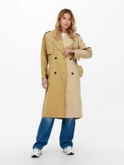ONLY Trenchcoats Tussenmantel Betty Dames Beige / Donkerbeige -Winterkledingwinkel Voor Dames e211bb33122cb319318d3129cd852e1c