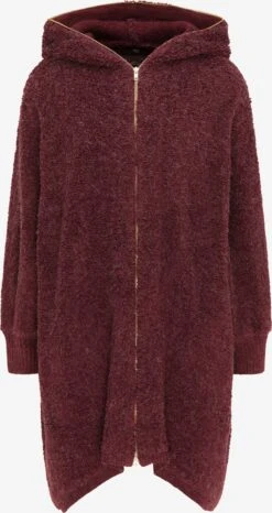 Lange Vesten Gebreide Mantel Dames Donkerrood