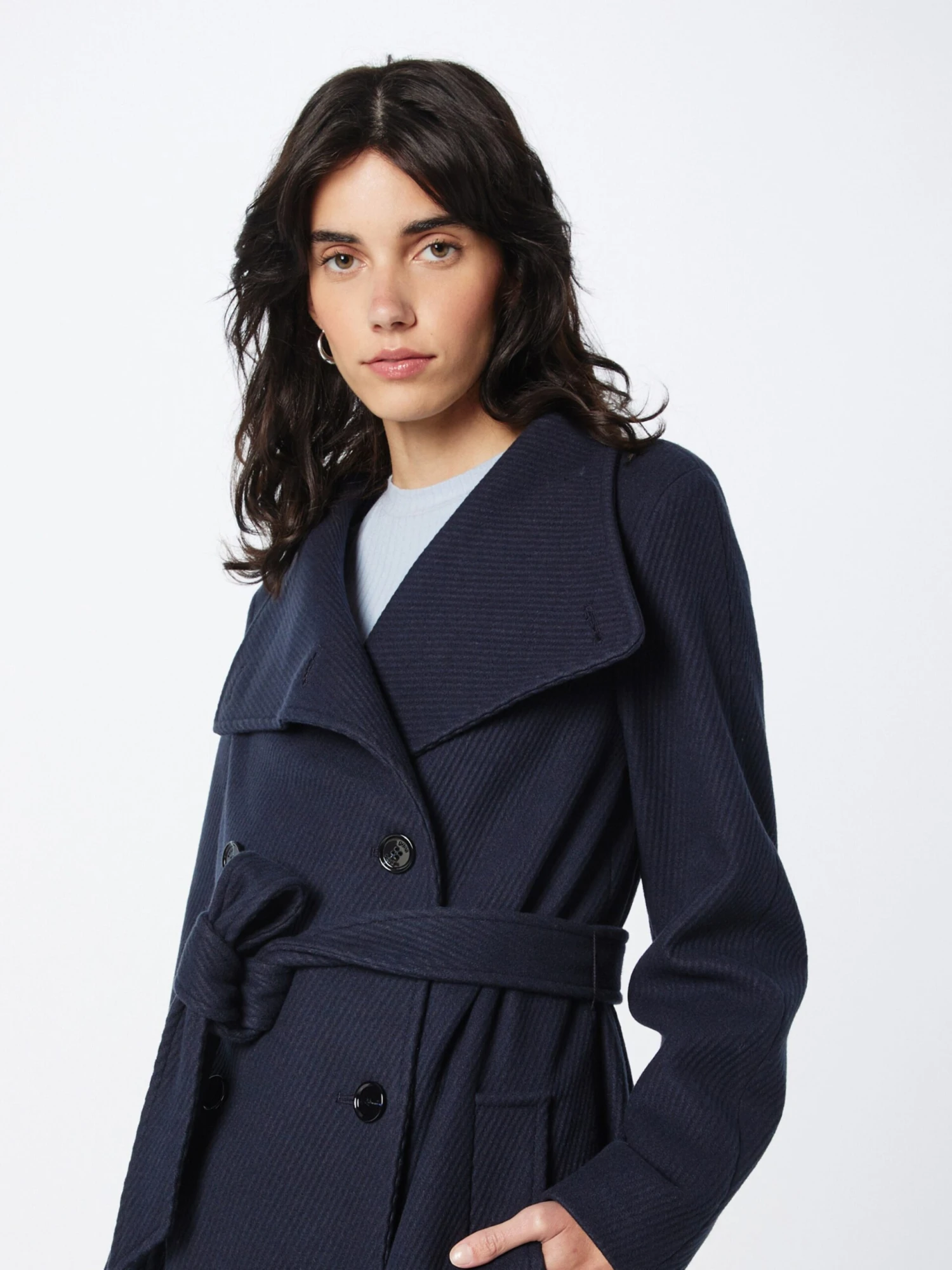 Wollen Mantels Tussenmantel Cedandy Dames Navy 4 Wollen Mantels Tussenmantel Cedandy Dames Navy - Afbeelding 2